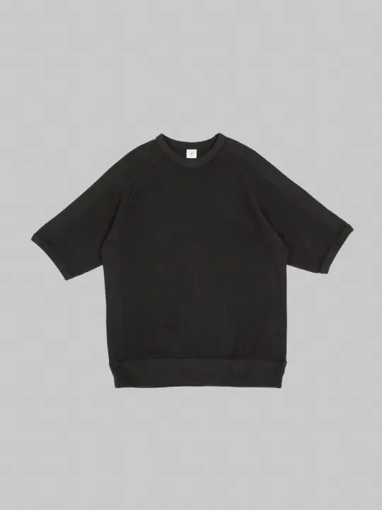 The Flat Head FN-THW-002 Raglan Sleeve Thermal T-Shirt Black