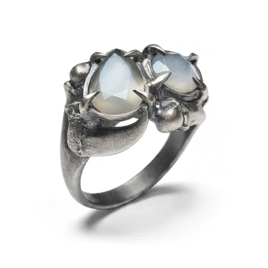 Midnight Madness. Cat claw and Gray Moonstone Ring. *Limited*