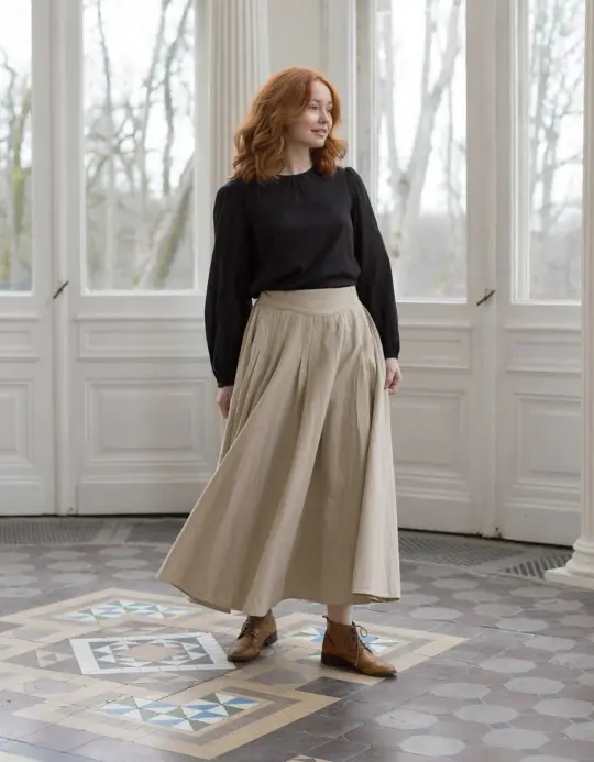 Jupe longue 'Vineta' en lin naturel