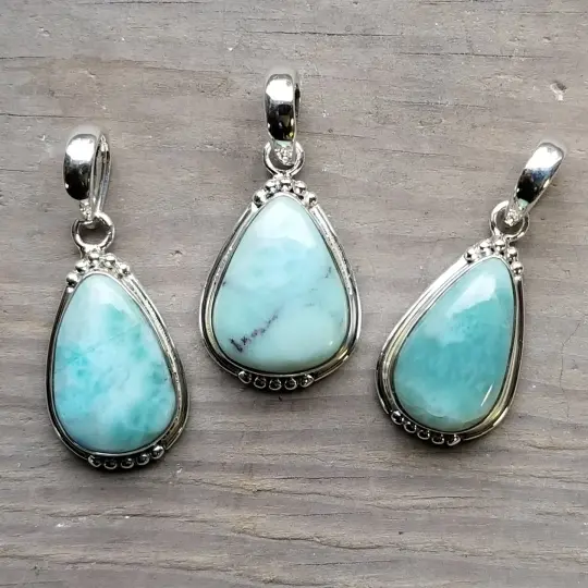 Sweet Simplicity - Larimar Pendants in Sterling Silver