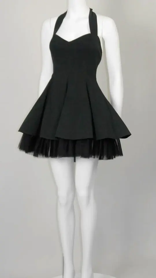 Black halter neck waist A-line princess skirt homecoming dress R3548