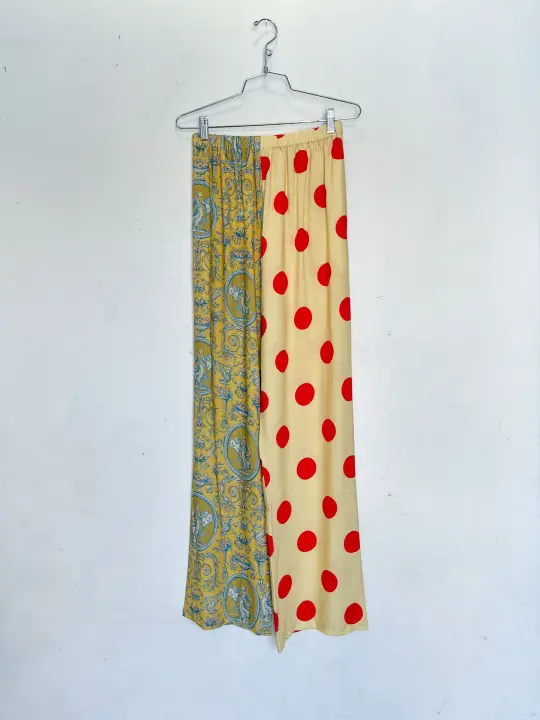 #24: S Scrap Split Print Lazy Pants - Yellow Toile / Big Polka Dot