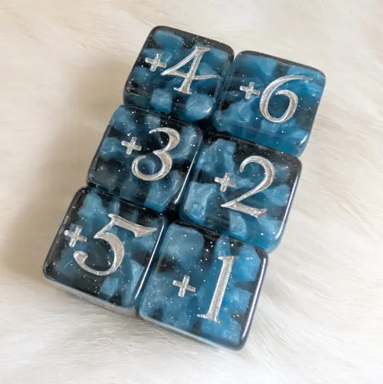 Mystic Mind - Black Blue 6 D6 Positive Counters