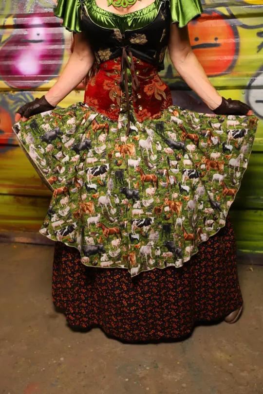 Mini Crescent Skirt in Barnyard Menagerie - The Hoedown Throwdown Collection