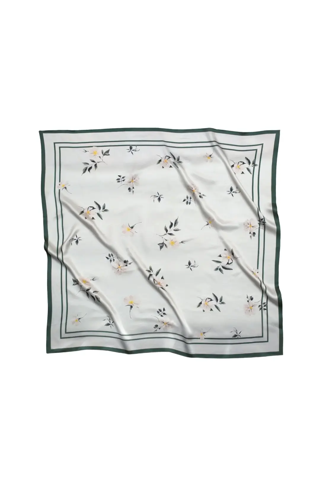 Large Floral Natural Silk Scarf | Beige Collection