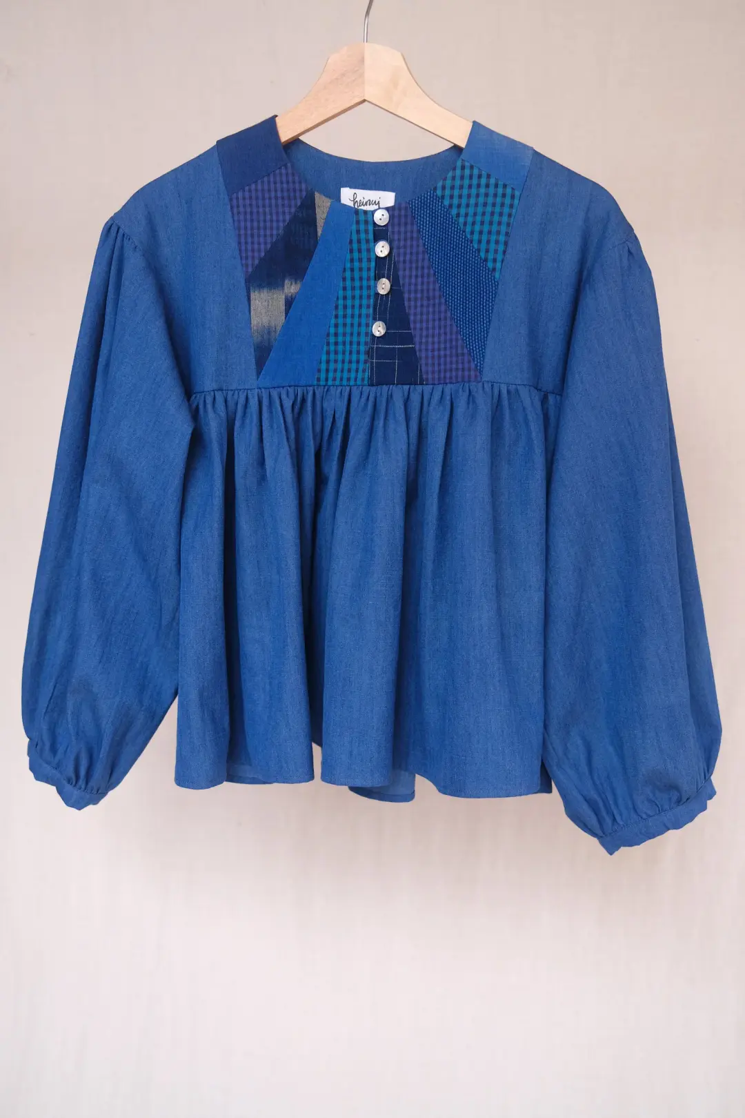 MONI blouse in the patchwork indigo fabrics - S, M