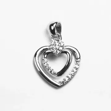 Two Hearts Together Sterling Silver Pendant