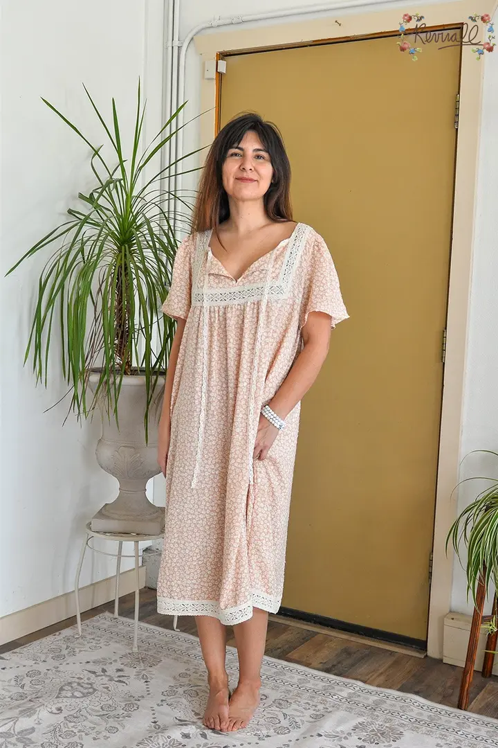 Victorian Nightie Dress in Blush- Medium & Large