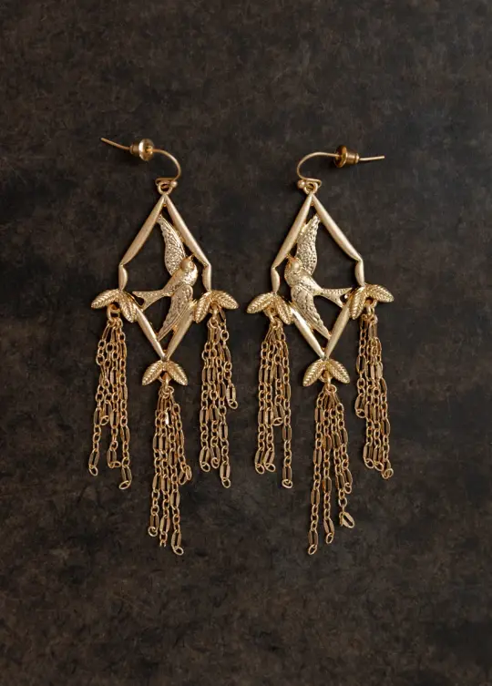 Sparrow Earrings in Sand Gold