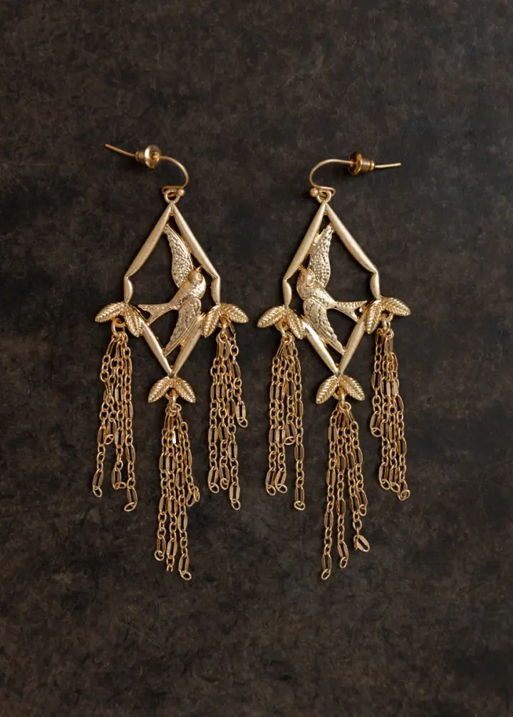 Sparrow Earrings in Sand Gold