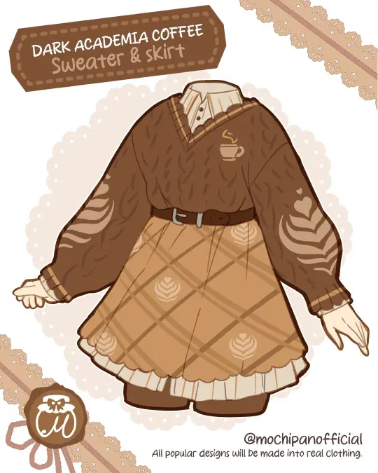 (Interest Check) Coffee Academia Sweater & Skirt