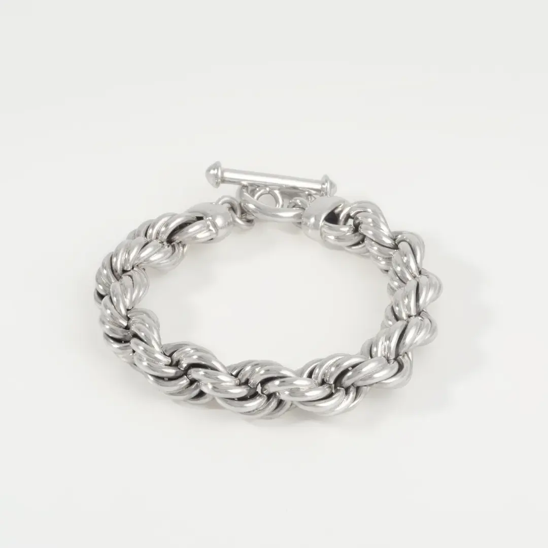 Sterling Silver Thick Oxidized Braided Bracelet