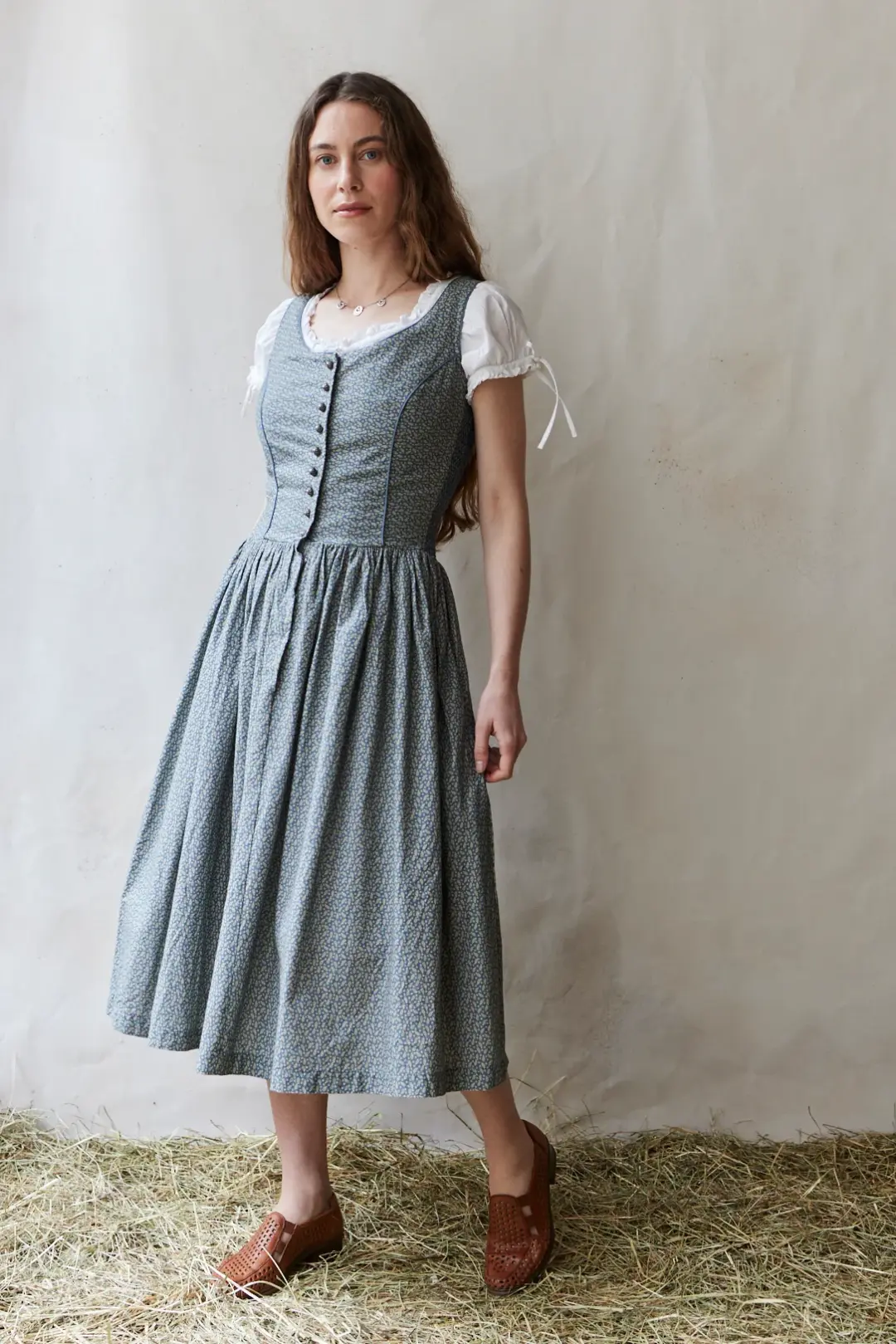 Robe 'Matilda' motif feuilles bleu -XXXL
