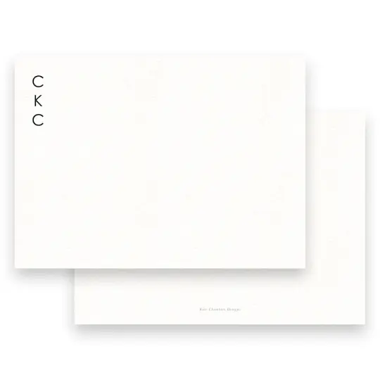 Men's Black Simple Portrait Monogram Stationery