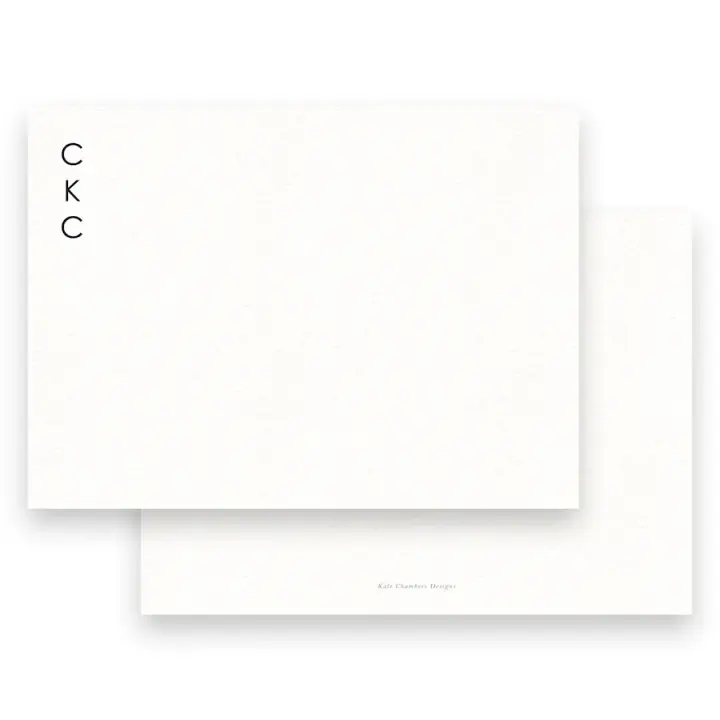 Men's Black Simple Portrait Monogram Stationery