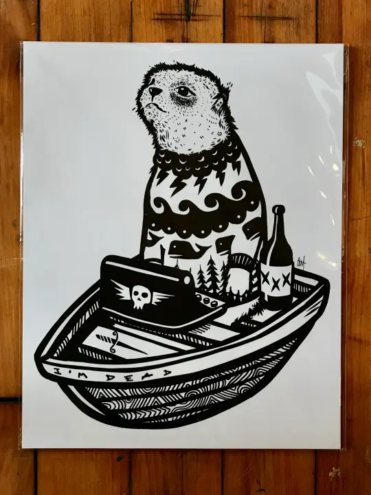 The Writer, Screen Print on Card Stock