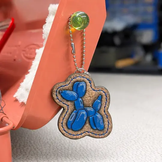 LEATHER CHARM | Balloon Dog, Metallic Blue