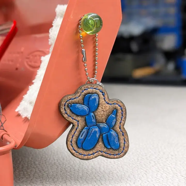 LEATHER CHARM | Balloon Dog, Metallic Blue
