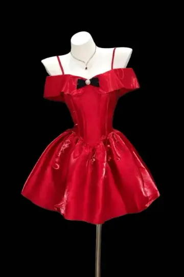 Hot Red A-Line Spaghetti Straps Corset Mini Prom Dress Homecoming Dress RS424