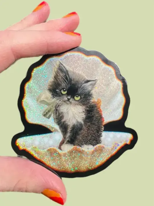 Kitty In Seashell Sticker