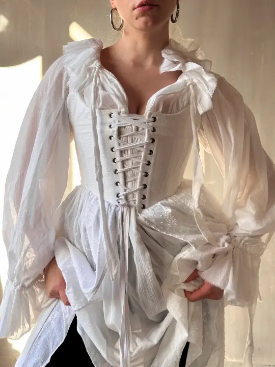 Caterina Stays Gown in White Broderie (Size I)