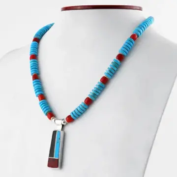 Inlay Pendant Natural Turquoise Necklace