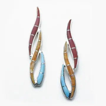 Turquoise, Coral, and Orange Spiny Shell Earrings