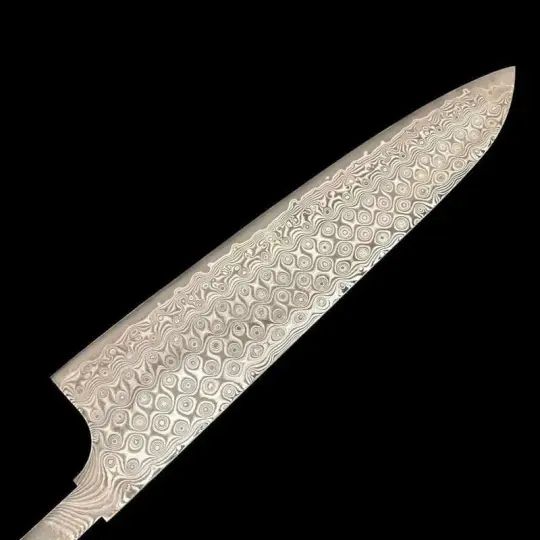Nigara Anmon Kurozome Damascus SG2 240mm Gyuto No Handle