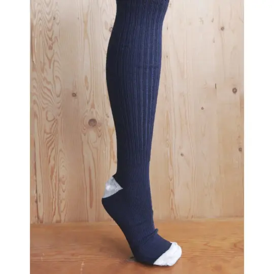 Navy Blue Stockings - White Toe and Heel