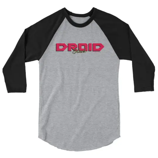 Droid Black 3/4 sleeve raglan baseball shirt