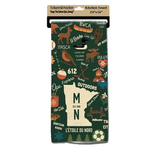 Minnesota Wall Kitchen Towel – Land of 10,000 Lakes, L'Étoile du Nord