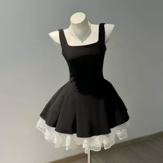 Elegant Black Homecoming Dress A-Line Square Corset Mini Prom Dress RS738