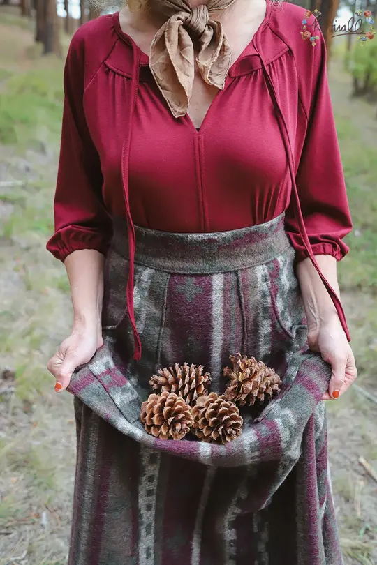 Long Wool Skirt in Santa Fe- Large
