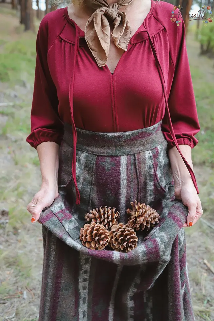 Long Wool Skirt in Santa Fe- Large