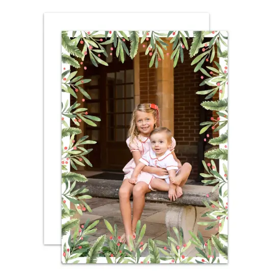 Green & Berry Border Holiday Card