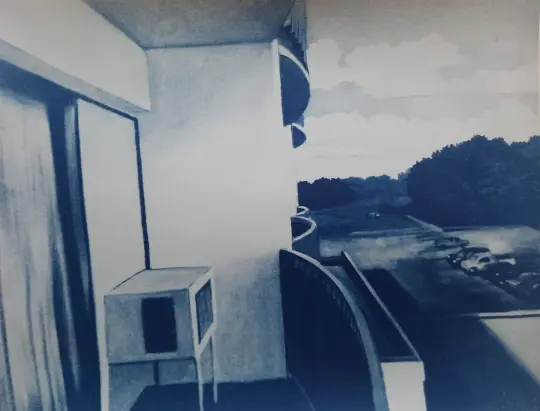Cheap Hotel Balcony Cyanotype