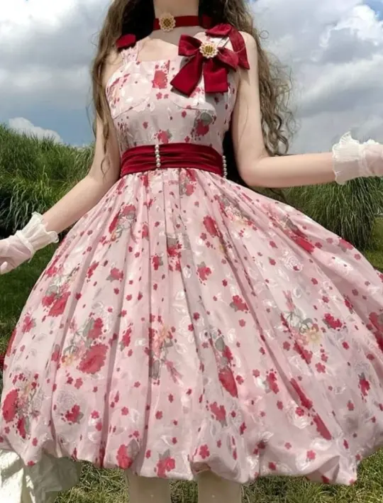 Sweet Puffy Floral Prom Gown , Blush Pink Women's Maxi Evening Dress Princess Birthday Dress RS2694