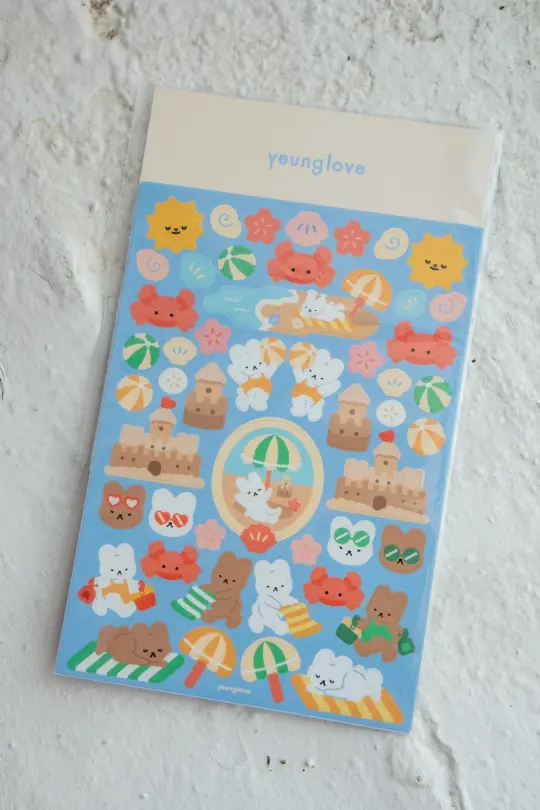 Bunny Beach Day Sticker Sheet
