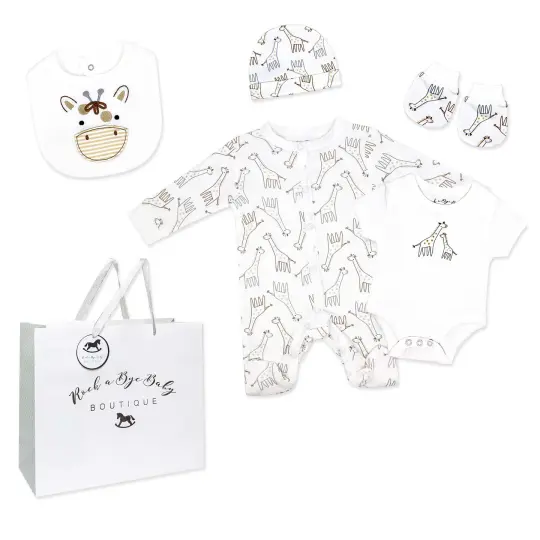 Rock A Bye Baby Boutique Baby's Giraffe 5 Pc Layette Gift Set 0-3M