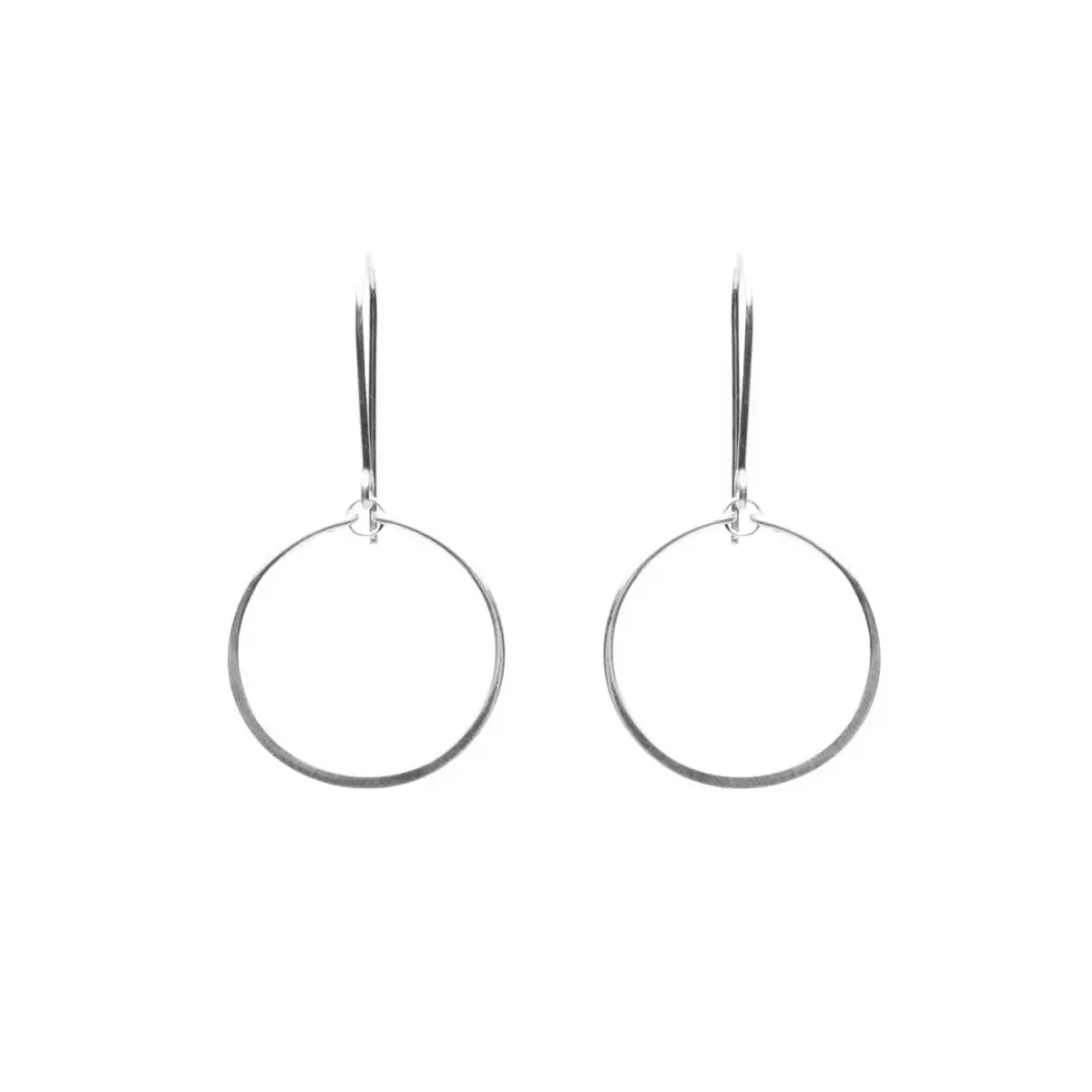 Single Circle Earrings in Silver