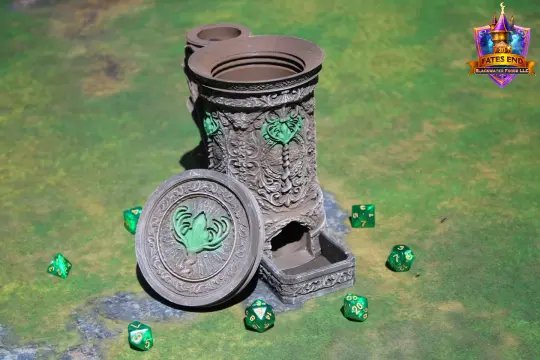 Druid 3D Printed RPG Dice Tower & Can Holder Combo: Fate's End Collection