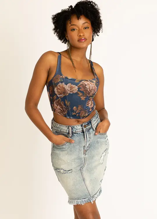 Journee Top in Navy Floral