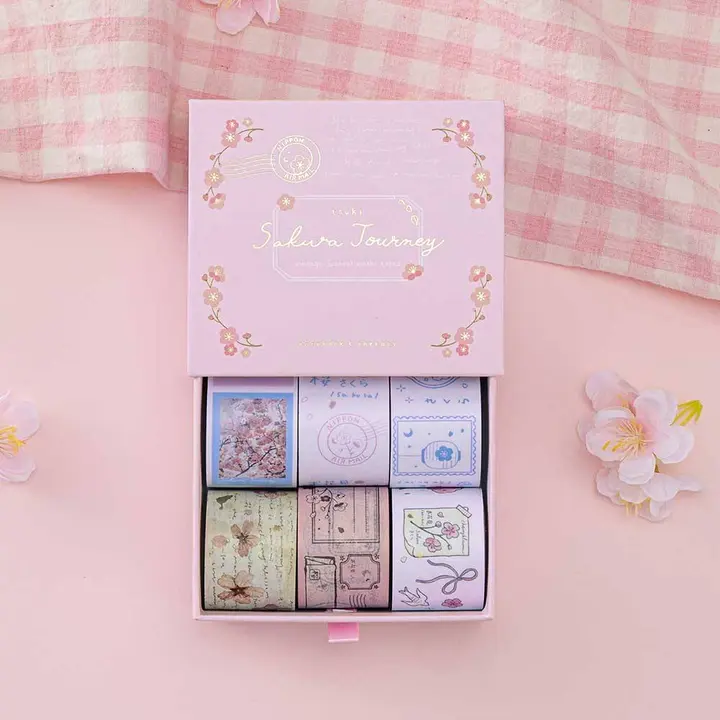 Tsuki ‘Sakura Journey’ Vintage Journal Washi Tape Set ☾