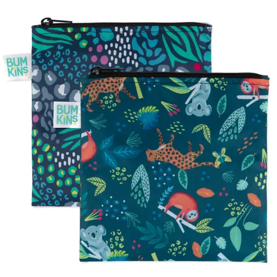 Reusable Snack Bag, Large 2-Pack: Jungle & Animal Prints