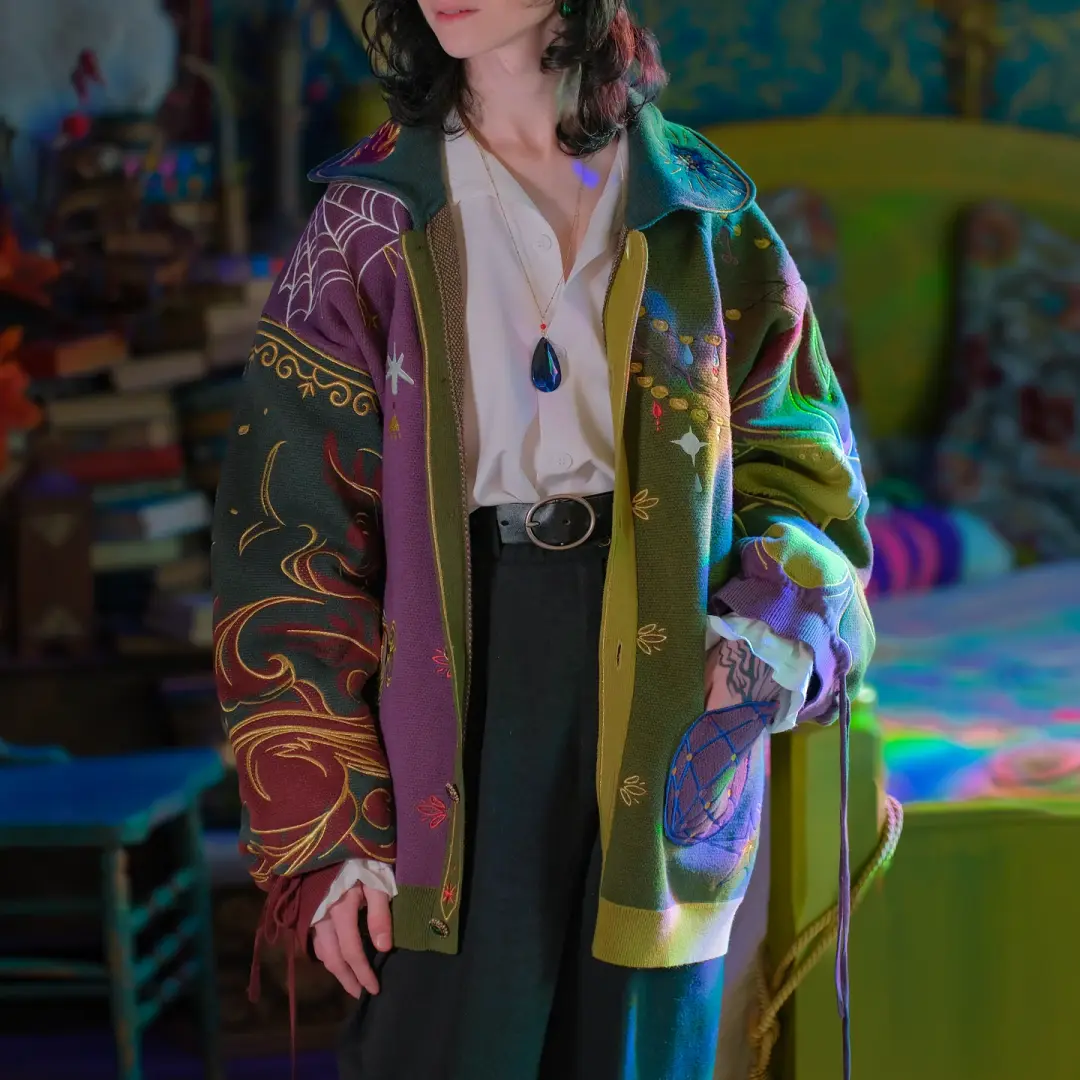 The Wizard of Trinkets and Chaos // Embroidered Cardigan