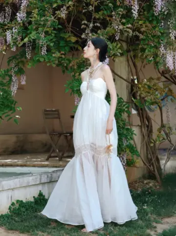 Gentle White A-Line Strapless Tulle Open Back Maxi Evening Dress RS467