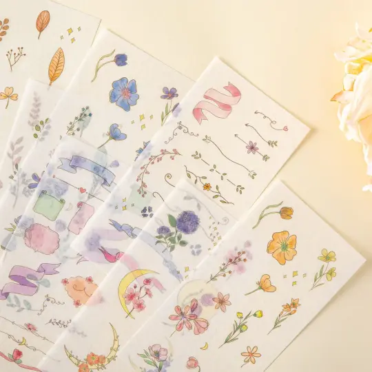 Tsuki ‘Watercolour Garden’ Stickers - Set Of 10
