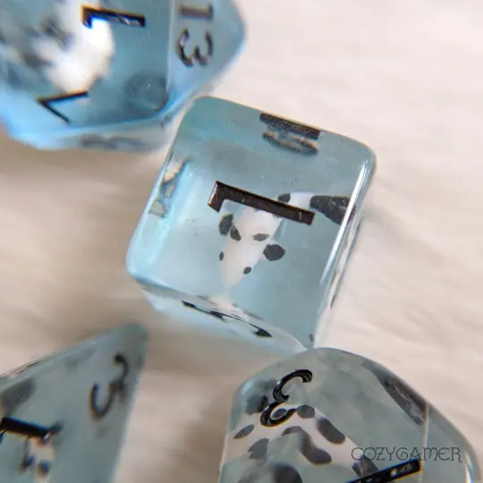 Koi Fish Dice Set – 7-Piece Blue Resin Tiny Animal DnD Dice