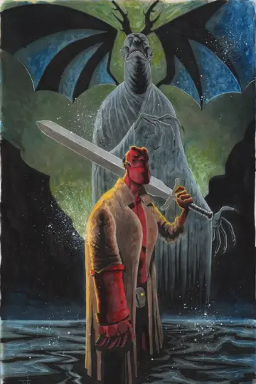 HELLBOY ACRYLIC 11x17 PAINTING