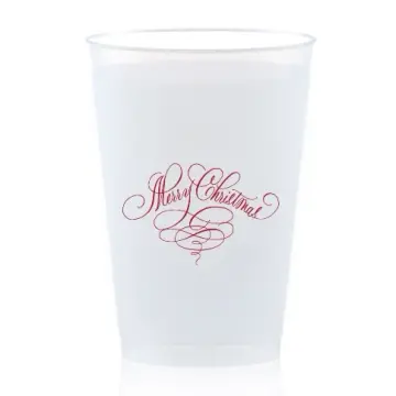 Merry Christmas Red Foil Frosted Plastic Cups, Set of 12